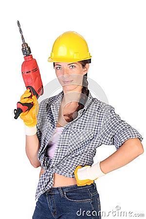 Beauty woman with auger Stock Photo