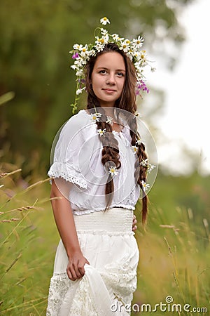 Beauty woman with dress flying Stock Photo