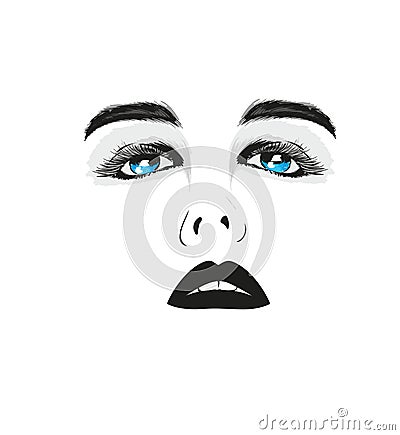 Beauty Woman Face, Beautiful Girl Portrait Vector Illustration