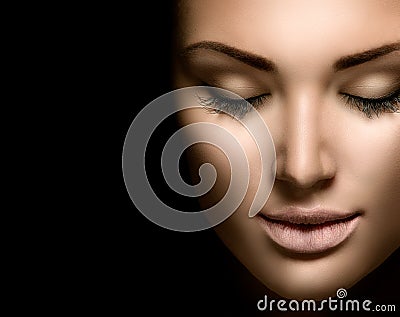 Beauty woman face closeup Stock Photo