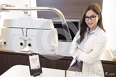 Beauty woman optometrist Stock Photo