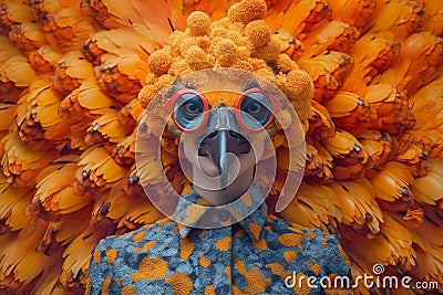 jungle woman beauty peacock beautiful glamour face bird fashion young lady. Generative AI. Stock Photo