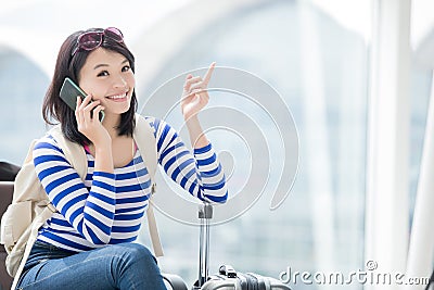 Beauty woman talking phone happily Stock Photo