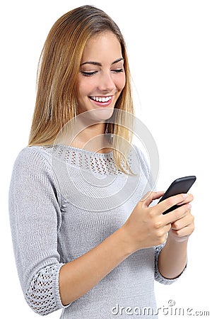 Beauty woman using a smart phone Stock Photo