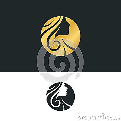 Beauty Women And Hair For Salon Logo Design Vector Illustration