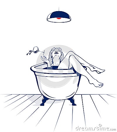 Beauty women relax on the bathroom Vector Illustration