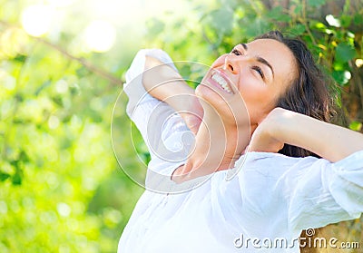 Beauty young woman enjoying nature Stock Photo