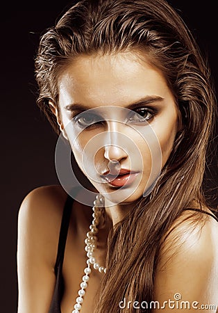 Beauty young woman with jewellery close up, Stock Photo