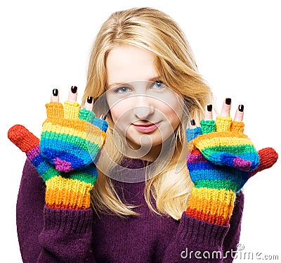 Beauty young woman shows manicure Stock Photo