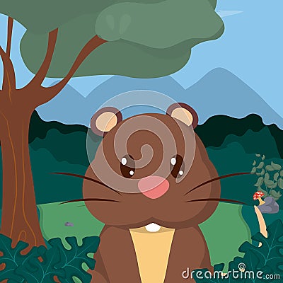 Beaver cute animals cartoons Vector Illustration