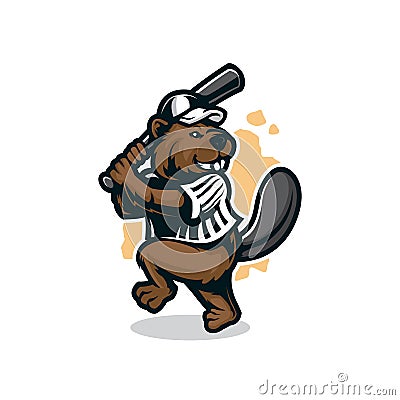 Beaver mascot logo design vector with modern illustration concept style for badge, emblem and t shirt printing. Beaver baseball Vector Illustration