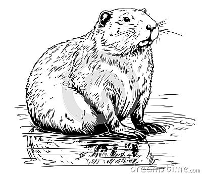 Beaver rodent mammal. Cartoon Illustration