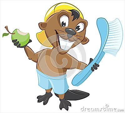 Beaver shows healthy teeth Vector Illustration