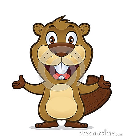 Beaver in welcoming gesture Vector Illustration