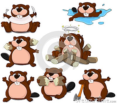 Beavers Vector Illustration