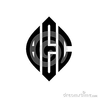 BEC circle letter logo design with circle and ellipse shape. BEC ellipse letters with typographic style. The three initials form a Vector Illustration