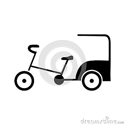 Becak, rickshaw indonesian transportation vector icon . Vector Illustration