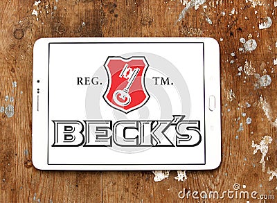 Beck`s beer logo Editorial Stock Photo