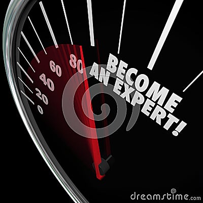 Become an Expert Speedometer Learn Fast Speed Gain Experience Stock Photo