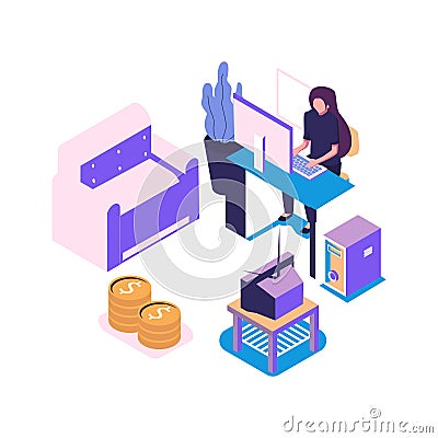 Become a freelancer flat style illustration design Vector Illustration