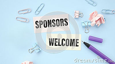 BECOME A SPONSOR text written on are two Stock Photo
