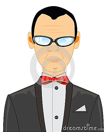 Becoming bald man in suit Vector Illustration