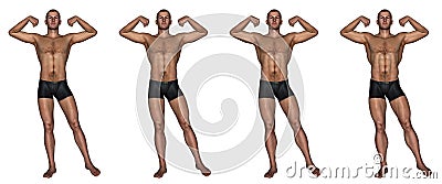 Becoming a muscular man - 3D render Stock Photo