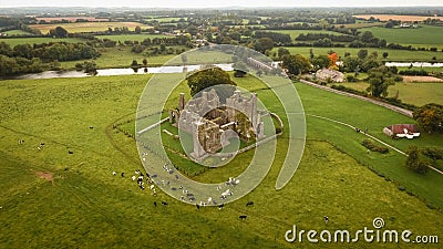 Bective Abbey and river Boyne. Trim. county Meath. Ireland Stock Photo