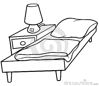 Bed and Bedside Vector Illustration