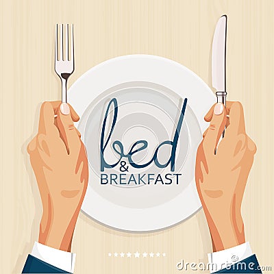 Bed and breakfast menu cover template Vector Illustration