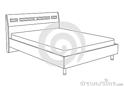 Double bed vector image black and white Vector Illustration