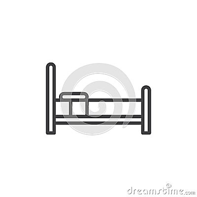 Bed household furniture line icon Vector Illustration