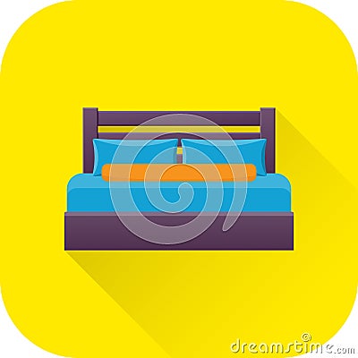 Bed icon. Vector. Flat design with long shadow. Vector Illustration