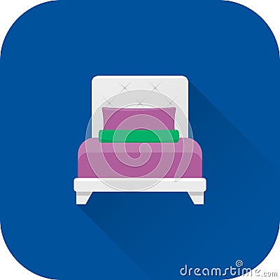 Bed icon. Vector. Flat design with long shadow. Vector Illustration