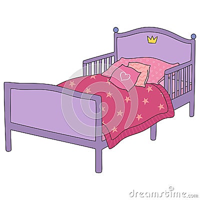 Bed for little girls with cot sides vector illustration Vector Illustration