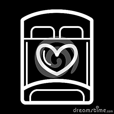 Bed for lovers simple vector icon. Black and white illustration of Bed for sex. Outline linear icon. Vector Illustration