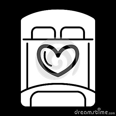 Bed for lovers simple vector icon. Black and white illustration of Bed for sex. Solid linear icon. Vector Illustration