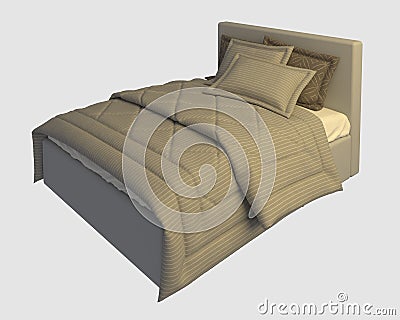 Bed Photorealistic Render Isolated On White Stock Photo