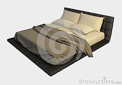 Bed Photorealistic Render Isolated On White Stock Photo