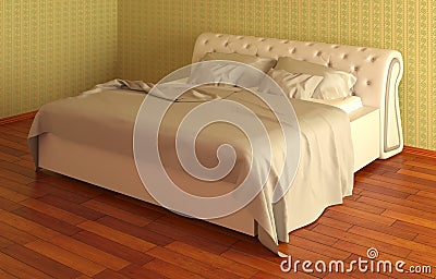 Bed Photorealistic Render Stock Photo