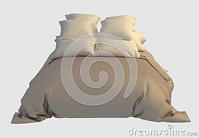 Bed Photorealistic Render On White Stock Photo