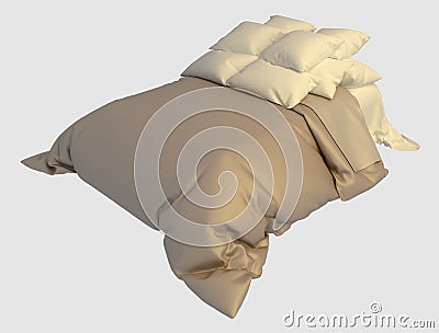 Bed Photorealistic Render On White Stock Photo