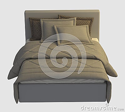 Bed Photorealistic Render On White Stock Photo