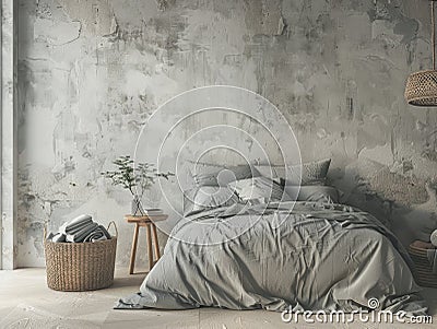 Bed Positioned by Window in Bedroom Stock Photo
