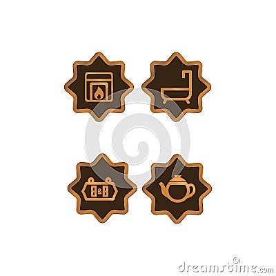 Bed & Resort Icon Set Vector Illustration