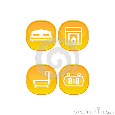 Bed & Resort Icon Set Vector Illustration