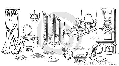Bed screen fireplace 90 50 Vector Illustration