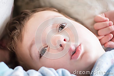 Bed sleep child person portrait, childhood cute Stock Photo