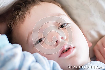 Bed sleep child person portrait, childhood dream Stock Photo