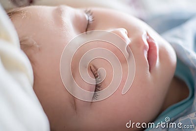 Bed sleep child person portrait, little Stock Photo